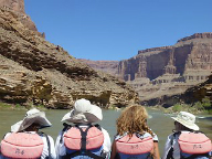 Angela Saurine, Award-winning travel journalist. Image taken by Angela Saurine of white-water rafting in the Grand Canyon.